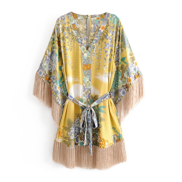 BOHO chic Tassel love Floral Mini Dress - Picture 5 of 6